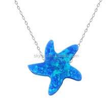 Collar con colgante de ópalo estrella de mar estrella de mar, piedra natural 925 joyas de plata esterlina